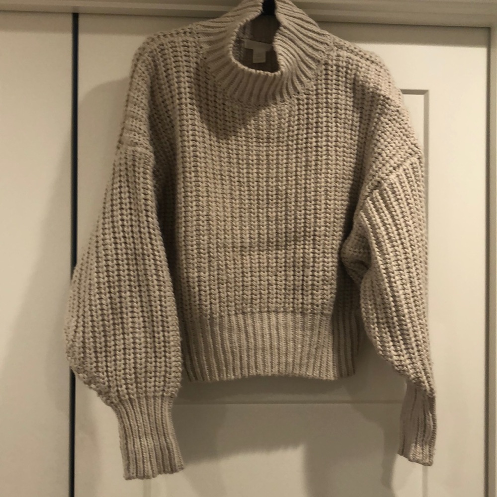 Tan thick knit turtleneck sweater